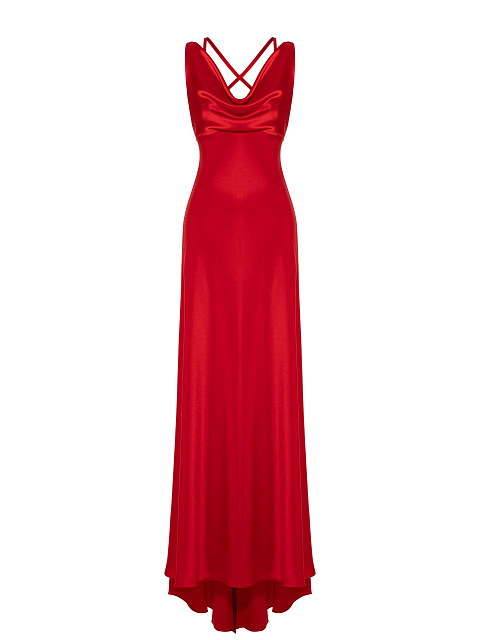 Красное платье-макси из шелка, 4