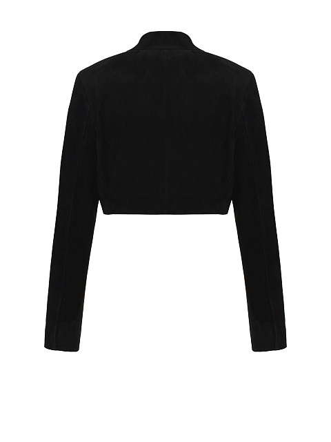 Черный укороченный жакет из замши, 2