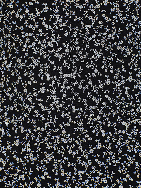 Черное платье-мини из хлопка с цветочным принтом и кружевными рукавами, 3