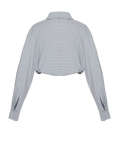 Серая укороченная рубашка в клетку, 3