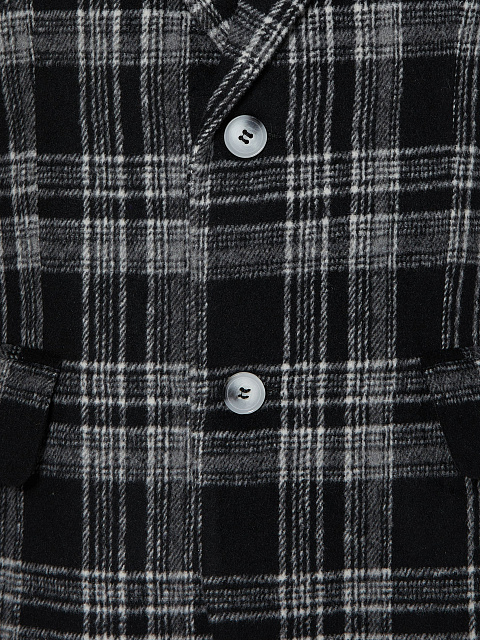 Черный объемный жакет в белую клетку, 3