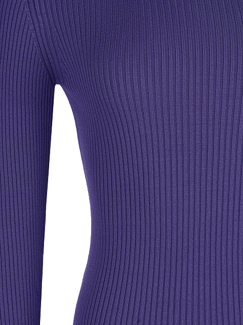 Фиолетовая трикотажная водолазка в рубчик, 4