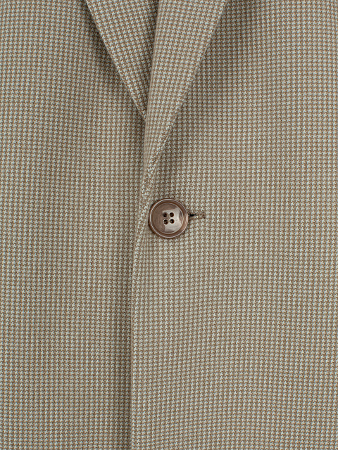 Бежевое однобортное пальто с узором пье-де-пуль, 3