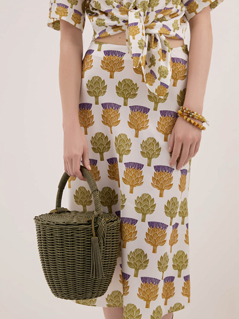 Молочная юбка-миди с принтом, 2