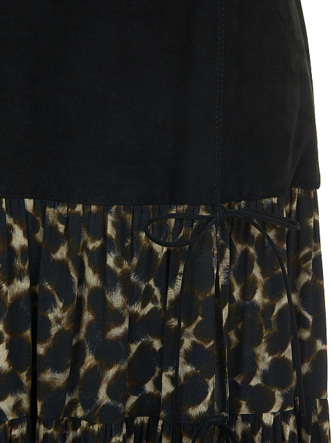 Платье-миди из черной замши и леопардового шелка, 3