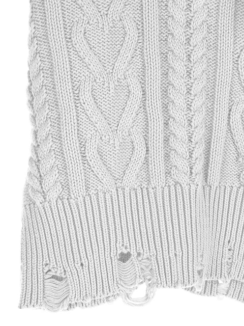 Укороченный светло-серый свитер с косами, 3 Укороченный светло-серый свитер с косами, 3