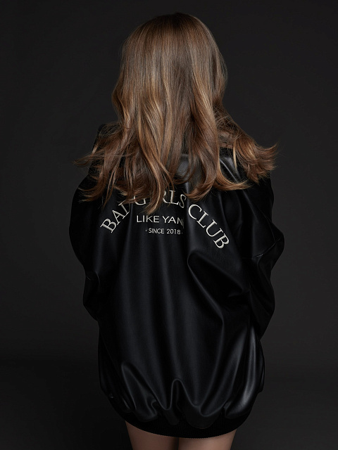 Черный бомбер Bad Girls Club из эко-кожи, 10 Черный бомбер Bad Girls Club из эко-кожи, 10