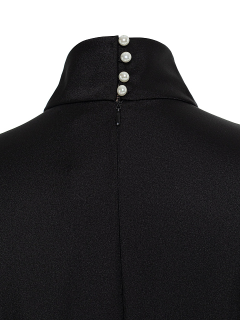 Черное платье с длинными рукавами и юбкой гофре, 5