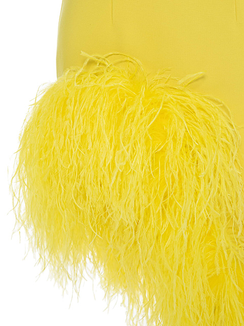 Желтое асимметричное платье из джерси с боа, 3 Желтое асимметричное платье из джерси с боа, 3
