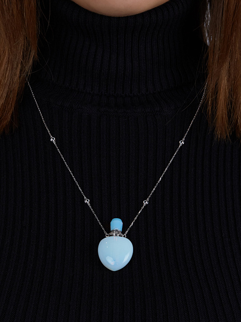 Ароматница на шею из серебра, фианитов и опалита, 2