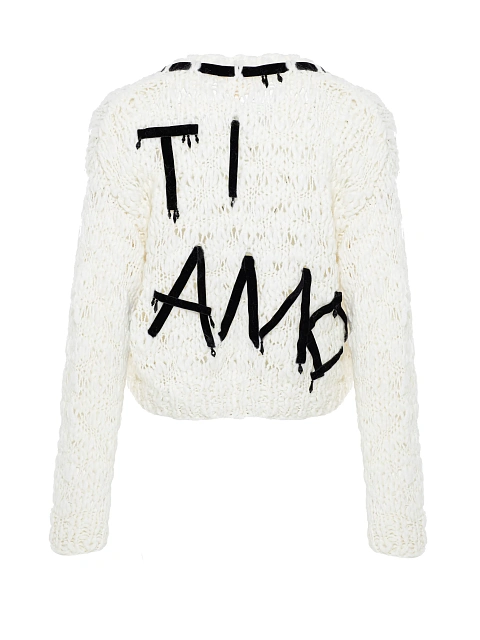 Белый укороченный пуловер из кашемира и шелка "Ti Amo", 2 Белый укороченный пуловер из кашемира и шелка "Ti Amo", 2