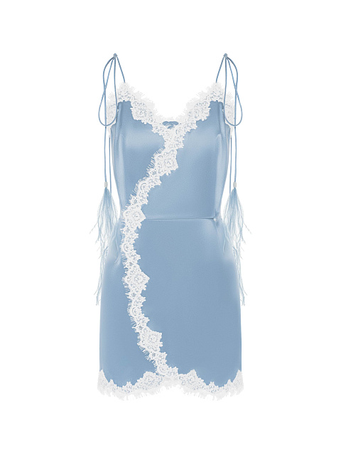 Платье-мини из шелка с кружевом, 1