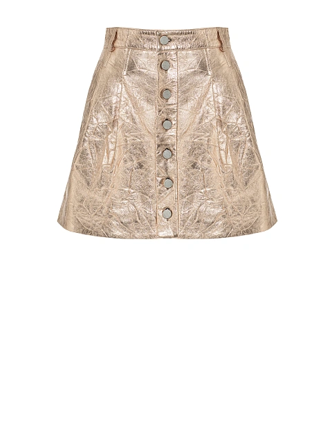Золотистая юбка-мини из мятой кожи, 1 Золотистая юбка-мини из мятой кожи, 1