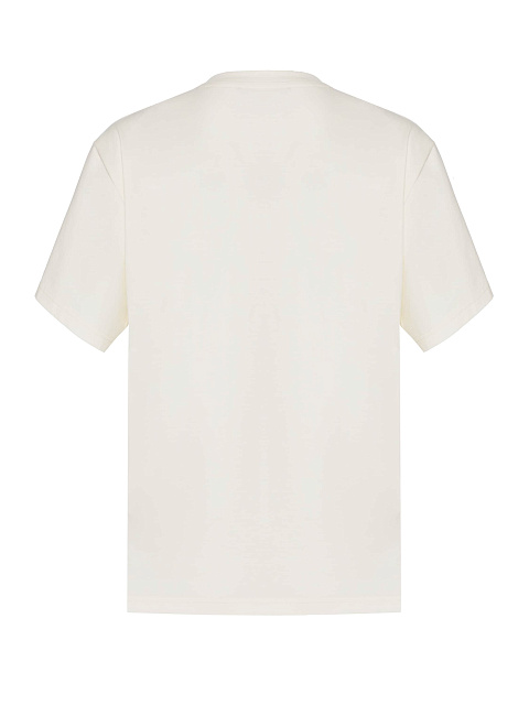 Молочная футболка из хлопкового трикотажа с вышивкой, 2