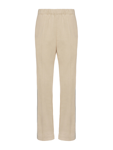 Бежевый трикотажный костюм с серой вышивкой, 3