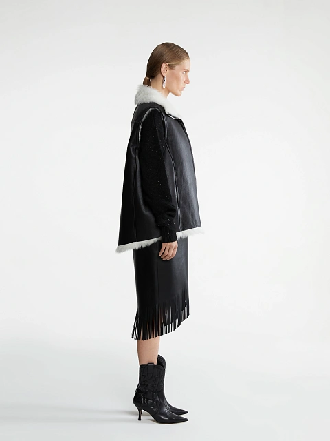 Жилет из овчины с контрастным белым мехом, 8 Жилет из овчины с контрастным белым мехом, 8