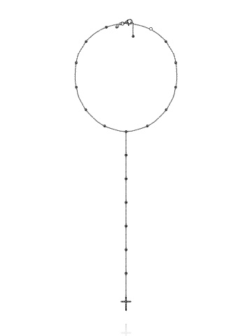 Колье-галстук с кулоном из черненого золота и черных бриллиантов круглой огранки, 1