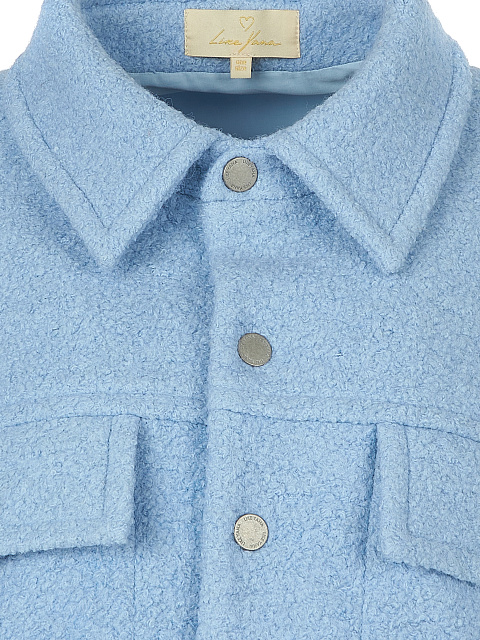 Укороченная куртка-рубашка из голубого букле, 3