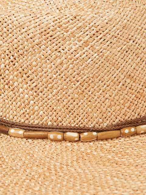 Соломенная шляпа с отделкой кожаным шнурком и камнями, 3