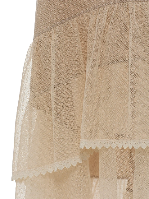 Бежевая юбка-миди из кружева с воланами, 3 Бежевая юбка-миди из кружева с воланами, 3