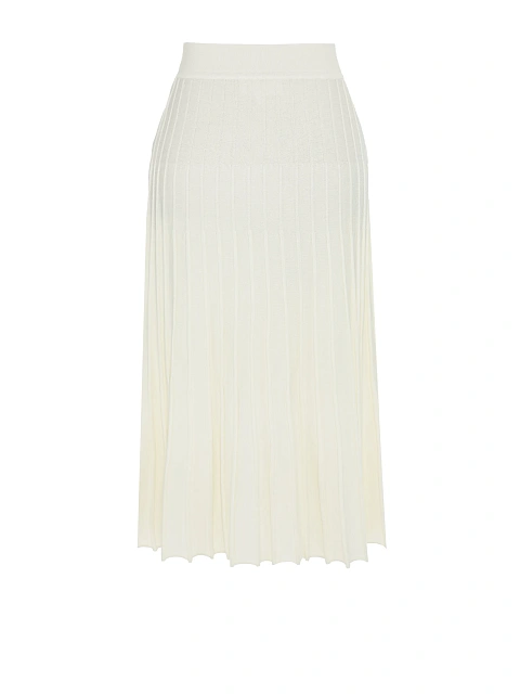 Молочная гофрированная юбка-миди из трикотажа, 1 Молочная гофрированная юбка-миди из трикотажа, 1