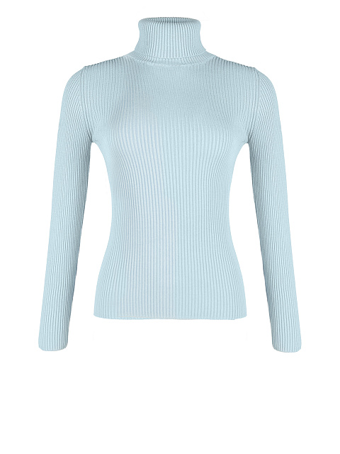 Светло-голубая трикотажная водолазка в рубчик, 1 Светло-голубая трикотажная водолазка в рубчик, 1