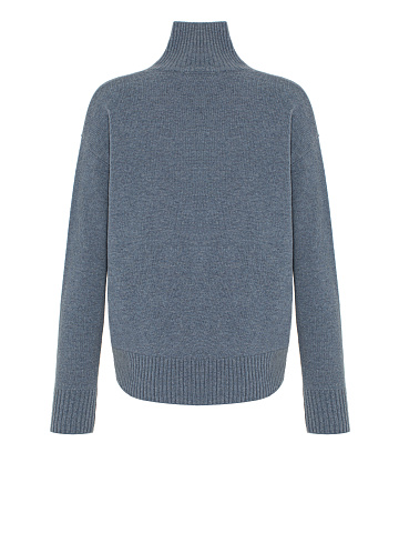 Синий кашемировый свитер с высоким горлом, 2