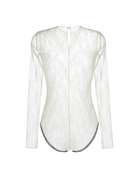 Белое кружевное боди с черной отделкой, 2