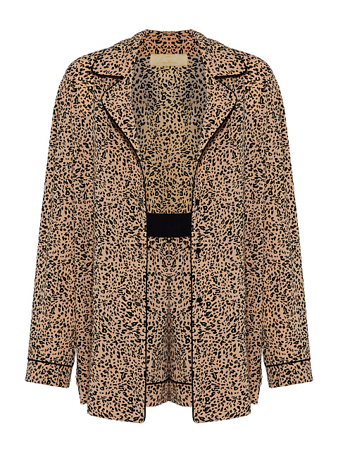 Темно-бежевая пижама с леопардовым принтом, 1