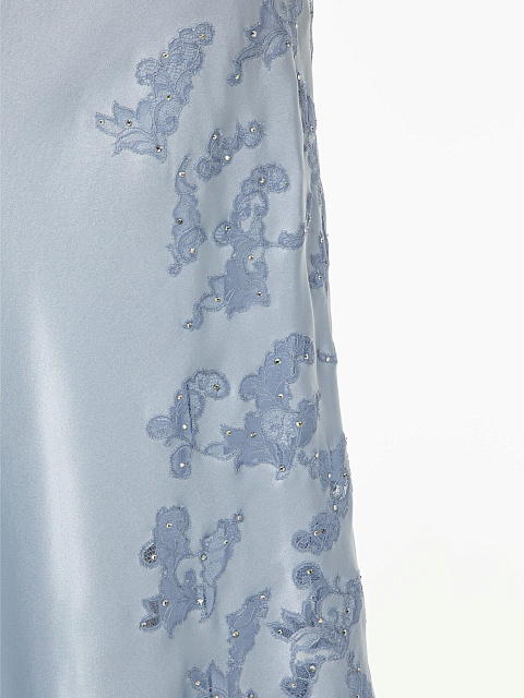 Голубое платье-комбинация с кружевом и кристаллами, 3