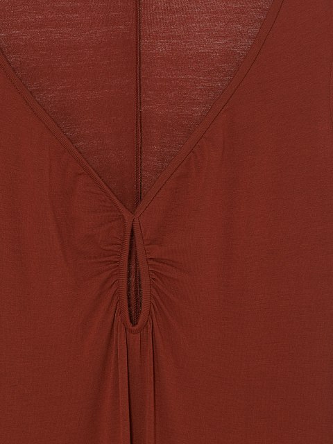 Коричневое трикотажное платье с фигурным вырезом, 4