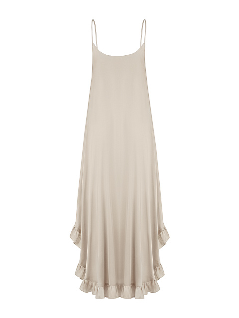 Бежевый сарфан-миди с рюшами, 2