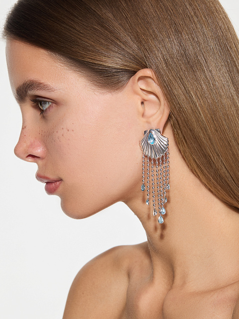 Длинные серьги-ракушки с топазами, 2 Длинные серьги-ракушки с топазами, 2