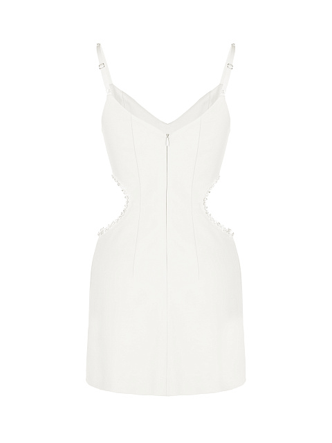 Белое платье-мини с вырезами и стразами, 2