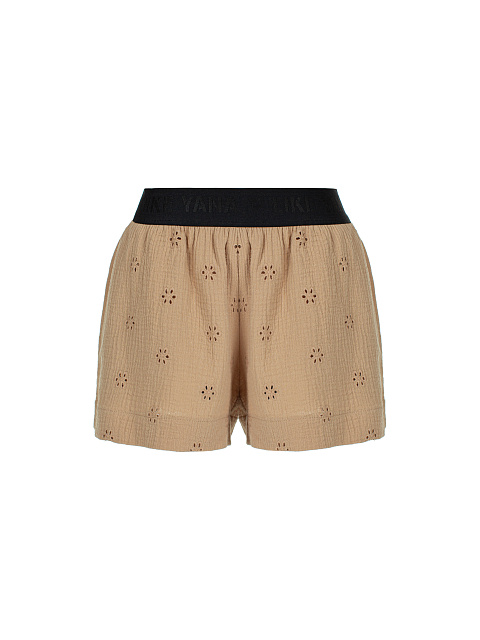 Бежевый костюм из муслина с вышивкой, 4