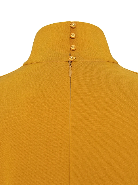 Платье-миди горчичного цвета с драпировкой , 4 Платье-миди горчичного цвета с драпировкой , 4