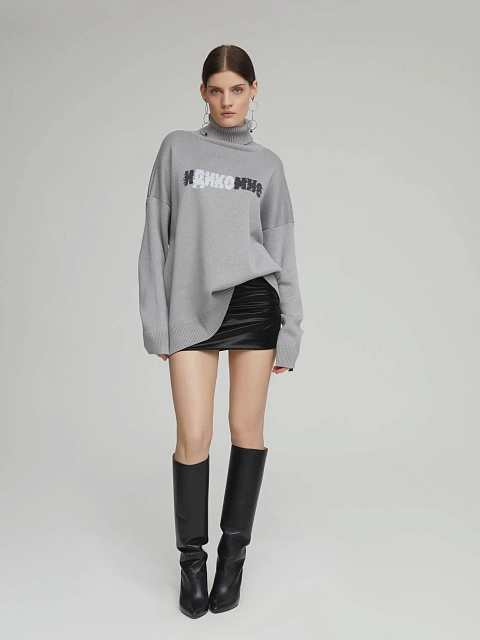 Серый оверсайз свитер "ИДИКОМНЕ", 4