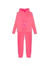 Костюм детский из ярко-розового трикотажа, худи c вышивкой Y на кармане, брюки на резинке