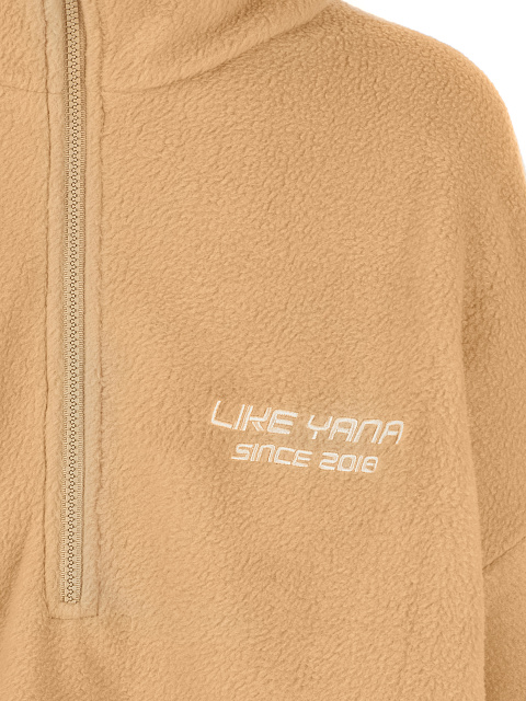 Бежевый мужской флисовый спортивный костюм с вышивкой, 4 Бежевый мужской флисовый спортивный костюм с вышивкой, 4