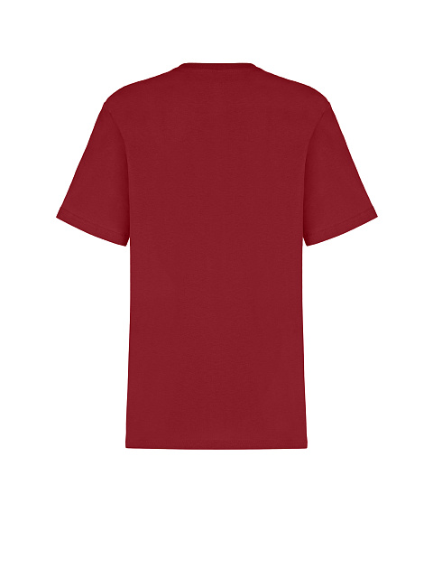 Бордовая футболка из хлопка с вышивкой и стразами, 3