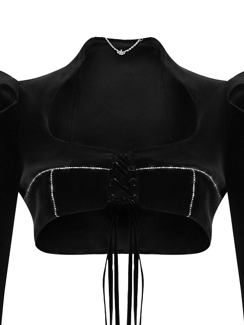 Черное укороченное бархатное болеро, 3 Черное укороченное бархатное болеро, 3