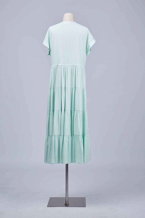 Платье с ярусами от груди из мятного хлопка,короткий рукав, 1 Платье с ярусами от груди из мятного хлопка,короткий рукав, 1