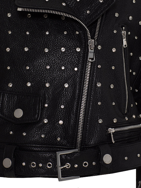 Укороченная черная косуха с кристаллами, 3