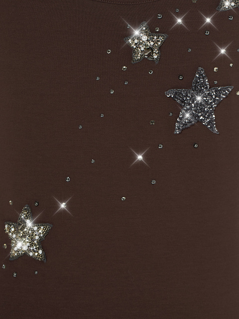 Коричневая майка со стразами, 3