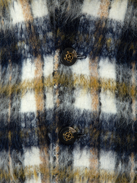 Однобортное шерстяное пальто в клетку, 3