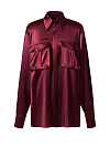 Блуза из бордового шелка, супатная застежка, воротник, манжеты, без подплечников