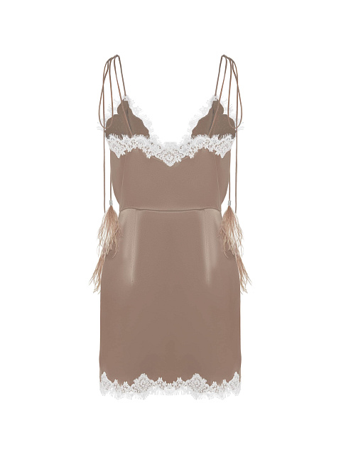 Платье-мини из шелка с кружевом, 2