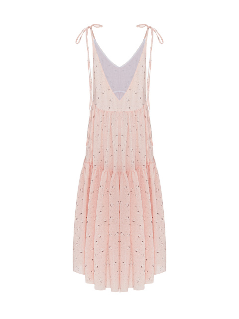 Розовый хлопковый сарафан на завязках, 2