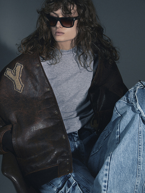 Коричневый оверсайз бомбер из овчины, 9 Коричневый оверсайз бомбер из овчины, 9