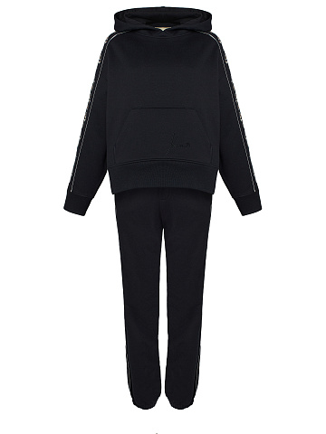 Черный трикотажный костюм с вышивкой в виде крестов, 1